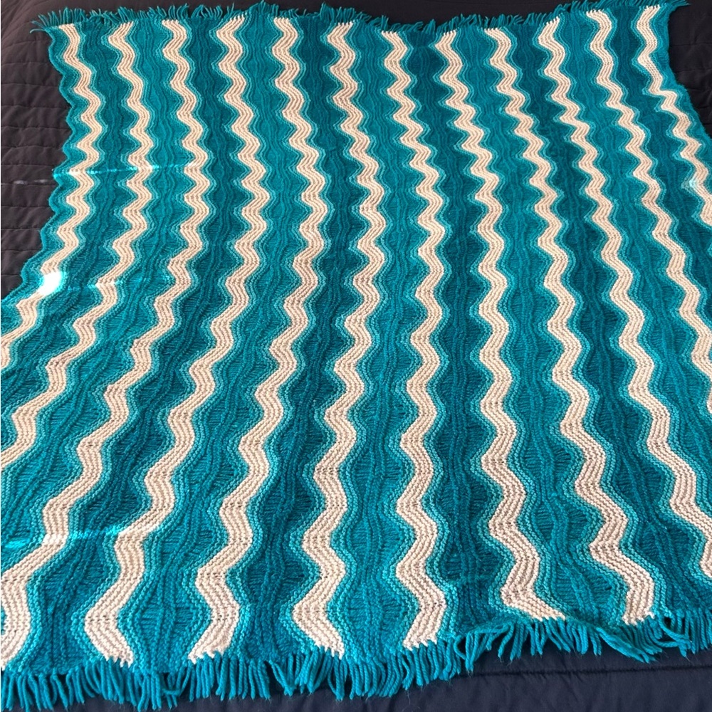 Ripple Stitch Crocket Afghan Throw Blanket #0830253